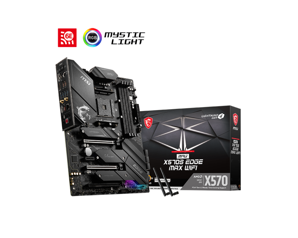 MSI MPG X570S EDGE MAX Wi-Fi DDR4 (ATX | Support AMD Ryzen AM4 Series Processor | DDR4 | Gen 4 M.2 | 2.5G LAN | Wi-Fi 6E & BT | USB-C | Mystic RGB Lig