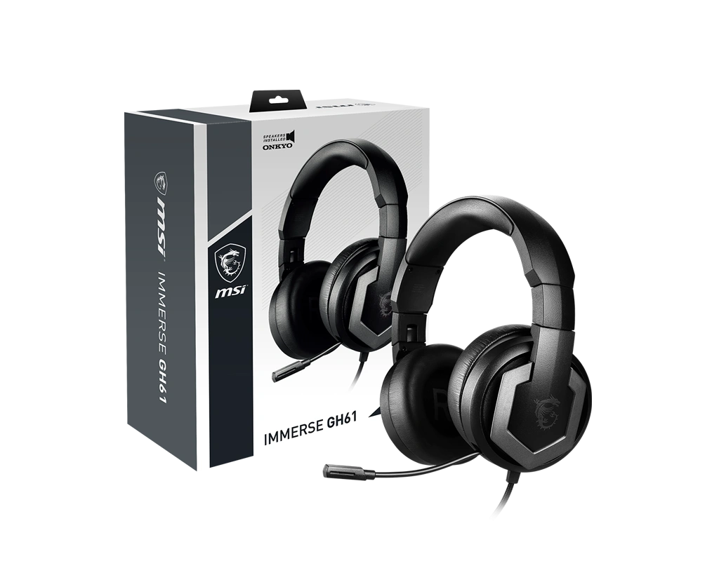MSI IMMERSE GH61 (Wired | 3.5mm Audio Jack & USB | 40mm Driver | Unidirectional Microphone | Adjustable Headband | Foldable Design | HD 7.1 Surround S