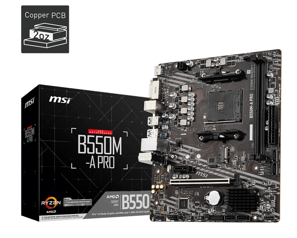 MSI B550M-A PRO (Micro-ATX | Support AMD Ryzen AM4 Series Processor | DDR4 RAM | 1x M.2)