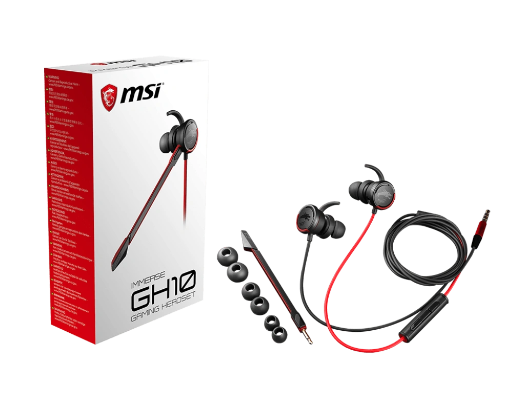MSI IMMERSE GH10 (Wired | 3.5mm Audio Jack | 13.5mm Driver | Detachable Microphone | Earhook Design)