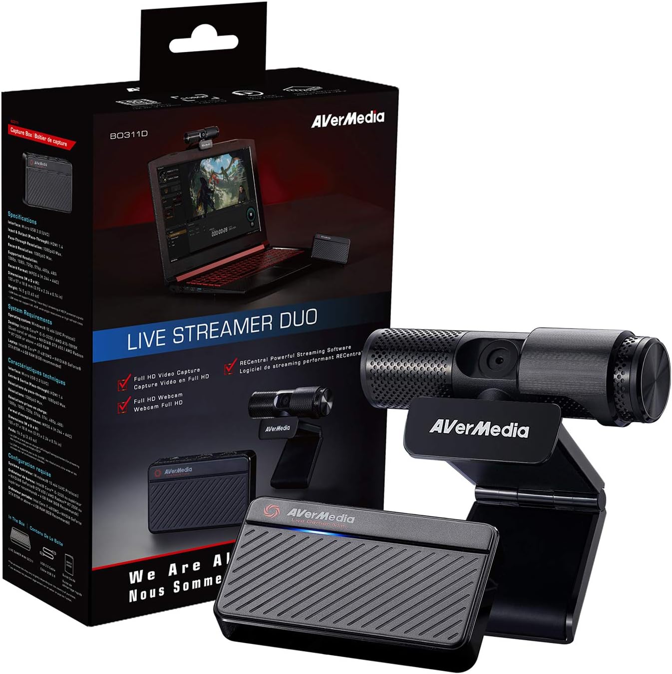 AverMedia Live Streamer Device B0311D Combo Set (GC311 External Capture Card | CAM 311 Webcam)