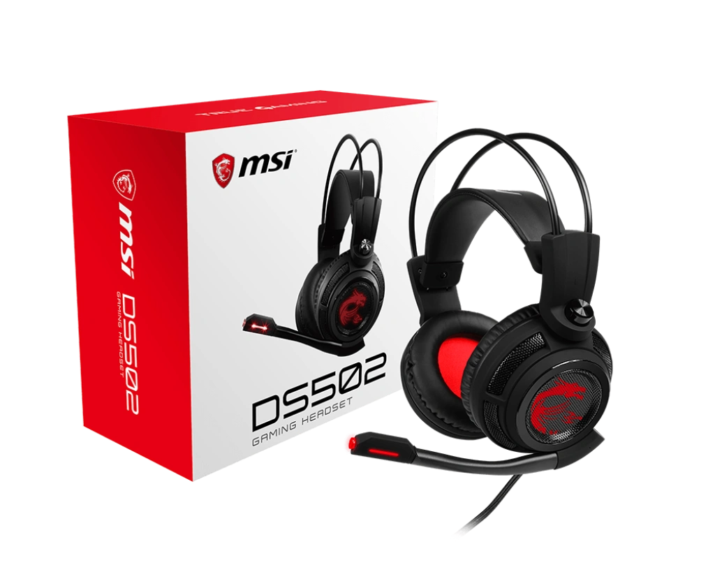 MSI DS502 (Wired | USB Jack | 40mm Driver | Adjustable Microphone | Adjustable Headband | LED Light | HD 7.1 Surround Sound)