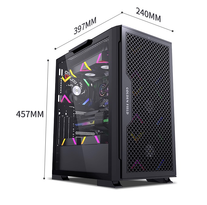Golden Field KT02B (ATX MB Support | 4 RGB | Support 340mm GPU Length | with Goldkist 650W 80+ Bronze PSU)