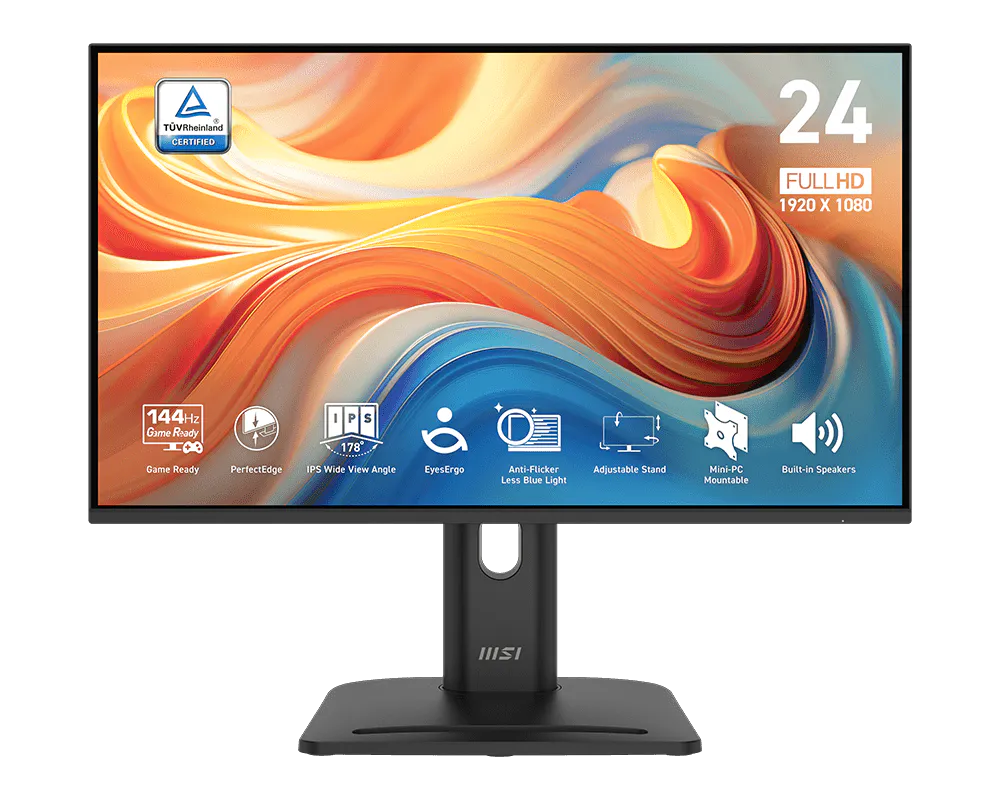 MSI PRO MP245PG E14 24” FHD IPS 140Hz Monitor | 1ms | HDR | Adaptive-Sync | HDMI, DP, VGA | Speakers