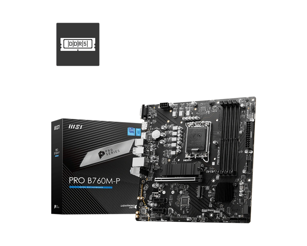 MSI PRO B760M-P DDR4 (Micro-ATX | Support 14th, 13th & 12th Gen Intel Processor | 4 RAM Slot | 2x M.2 SSD)
