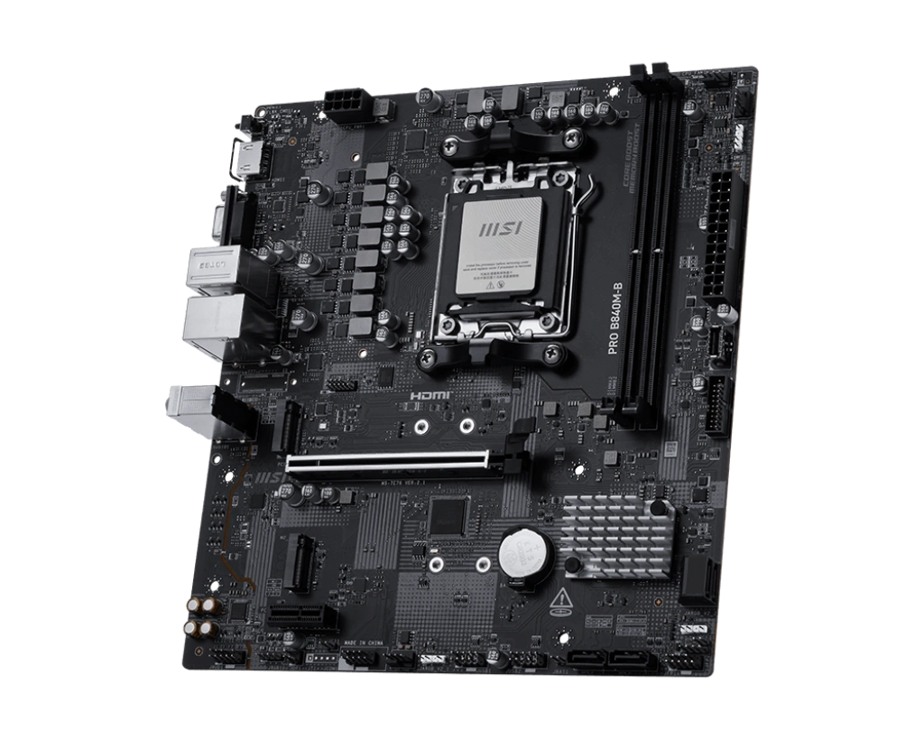 MSI PRO B840M-B (m-ATX | Support AMD AM5 9000/8000/7000 Series Processor | DDR5 | 2x M.2 SSD)
