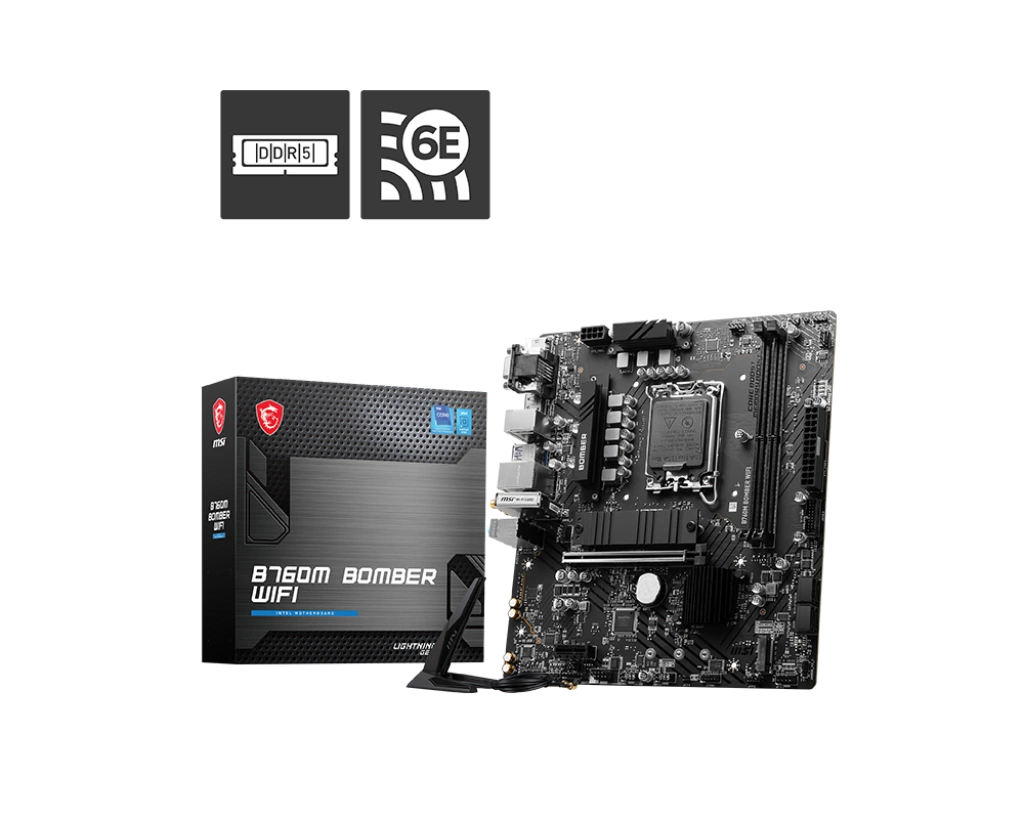 MSI B760M Bomber WIFI (m-ATX | 14th, 13th & 12th Gen Intel Processor | DDR5 | Wi-Fi 6E)