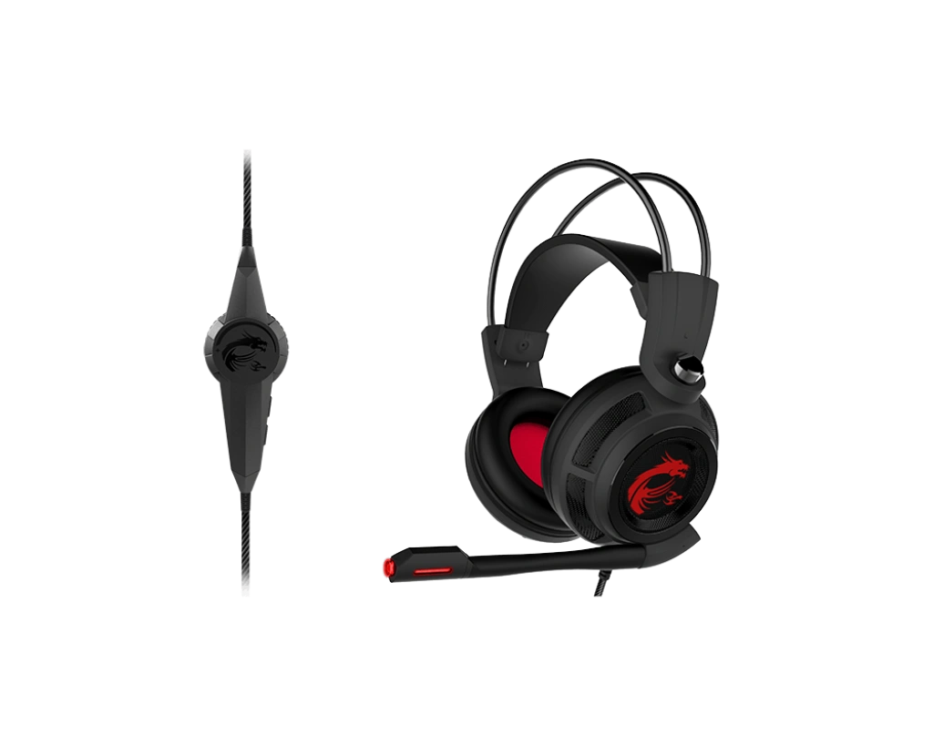 MSI DS502 (Wired | USB Jack | 40mm Driver | Adjustable Microphone | Adjustable Headband | LED Light | HD 7.1 Surround Sound)