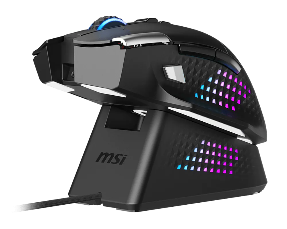 MSI Mouse VERSA PRO Wireless + Dock (26,000 DPI, 15 Buttons, 1000 Hz / 1 ms Polling Rate, OMRON Switch, RGB Light, Bluetooth, Wireless)