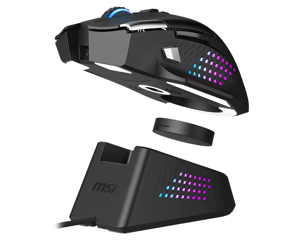 MSI Mouse VERSA PRO Wireless + Dock (26,000 DPI, 15 Buttons, 1000 Hz / 1 ms Polling Rate, OMRON Switch, RGB Light, Bluetooth, Wireless)