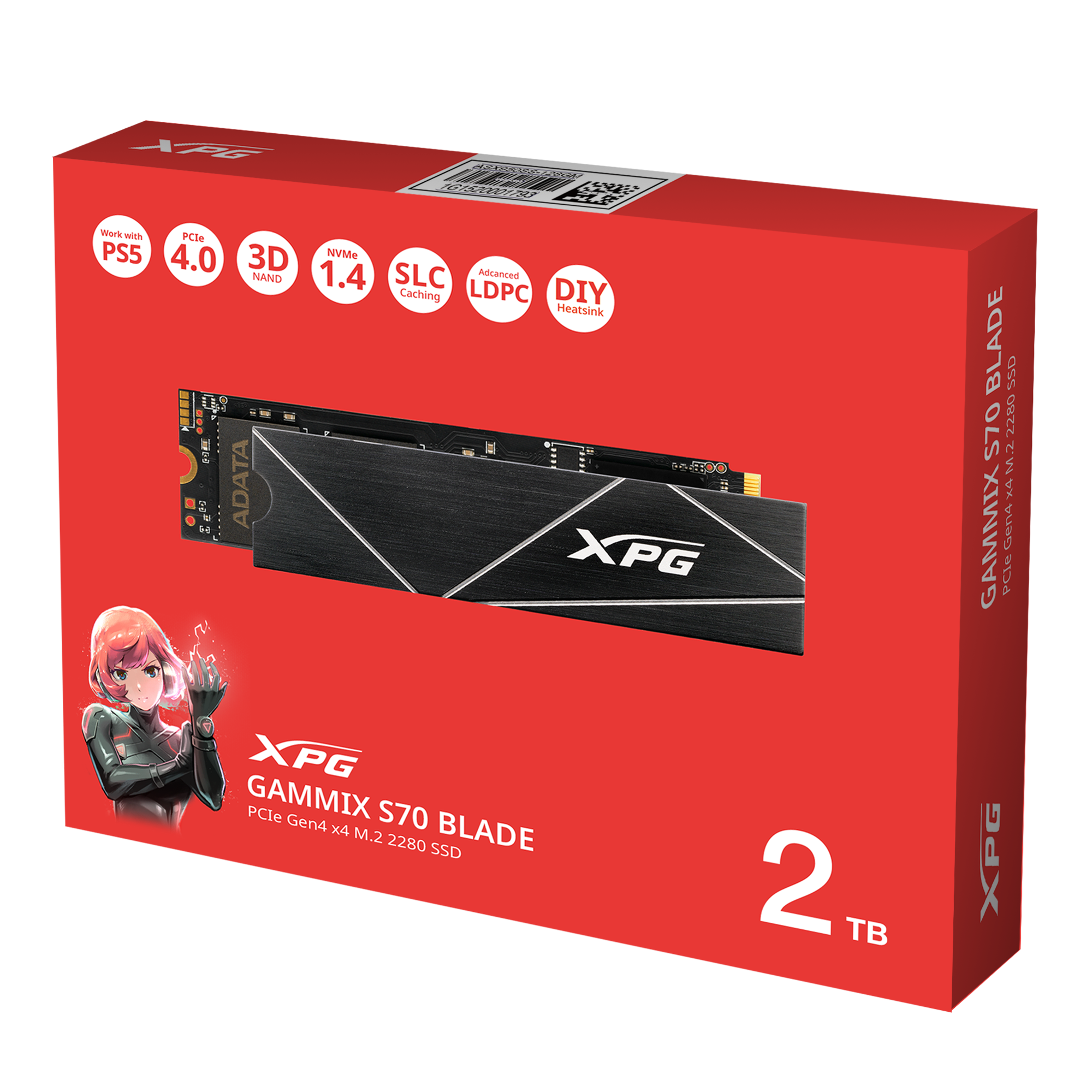 XPG S70 Blade (PCIe Gen4 | R/W Up to 7400/6800/MB/s | SLC & DRAM Cache | Aluminum Heatsink)