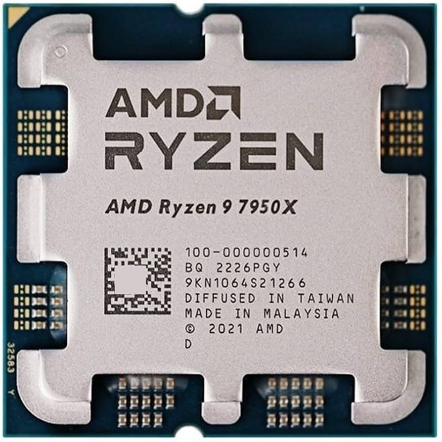 AMD CPU Ryzen 9 7950X Tray Pack [4.5~5.7 GHz, 16 Cores, 32 Threads, 64MB L3 Cache, 16MB L2 Cache, 5nm, Zen 4, AM5, Radeon Graphics, DDR5 Support]