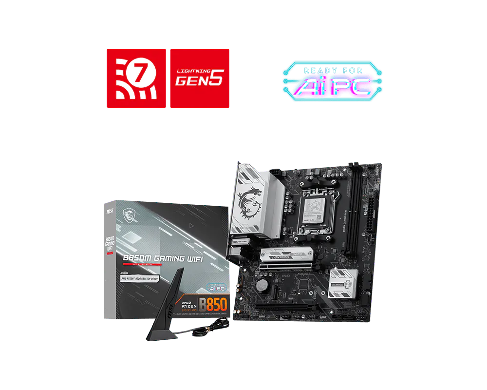 MSI B850M GAMING WIFI (Supports AMD Ryzen™ 9000/ 8000/ 7000 Series | DDR RAM | Gen5 M.2 | 5G Lan | USB C)